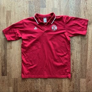 Adidas Boston Red Sox Polo Shirt Short Sleeve Mens Large Red Embroidered